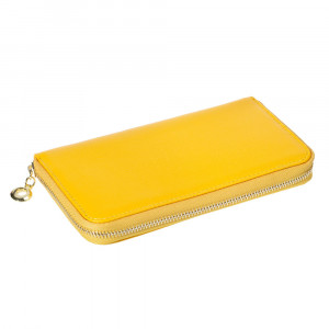 Portofel dama din piele naturala safiano DiAmanti Sanremo Giallo